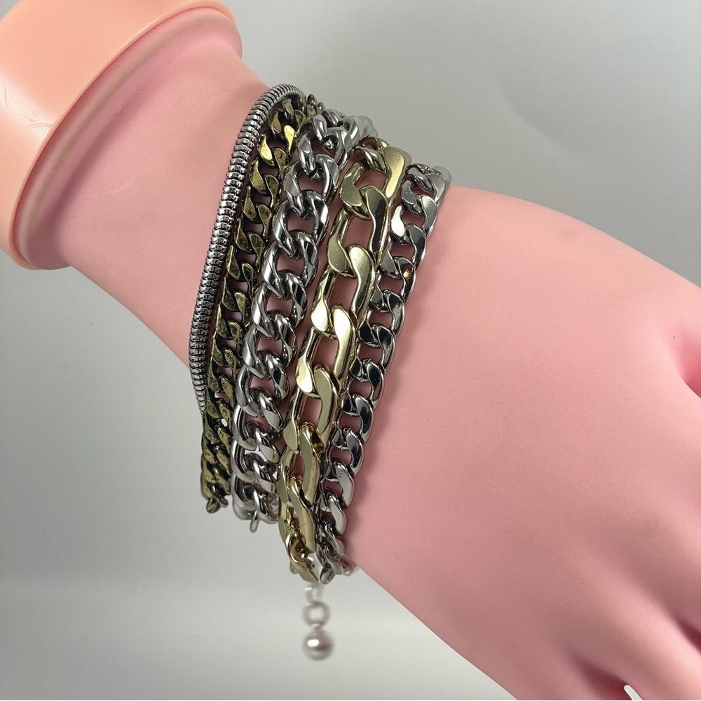 Jenny Bird Austin Cuff Bracelet Multi Layer Chain Gold Silver Tone Trendy